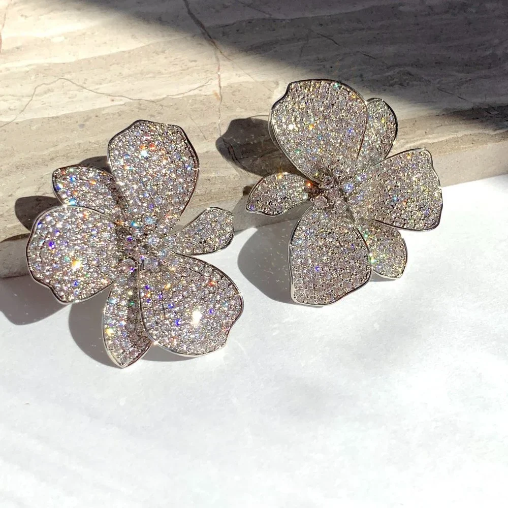 NEW~ Anthropologie SHASHI "Eden" Pave Crystal Flower Earrings